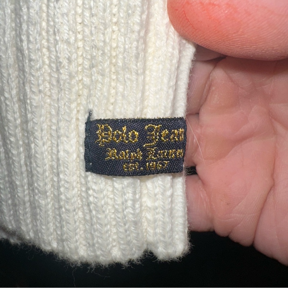 Vintage L Polo Jeans 1967 Ralph Lauren Cable Knit Hooded 100% Cotton Sweater - Picture 6 of 8